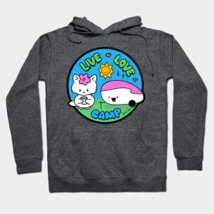 “Live, love, camp” - camp trailer with kawaii kitty Hoodie